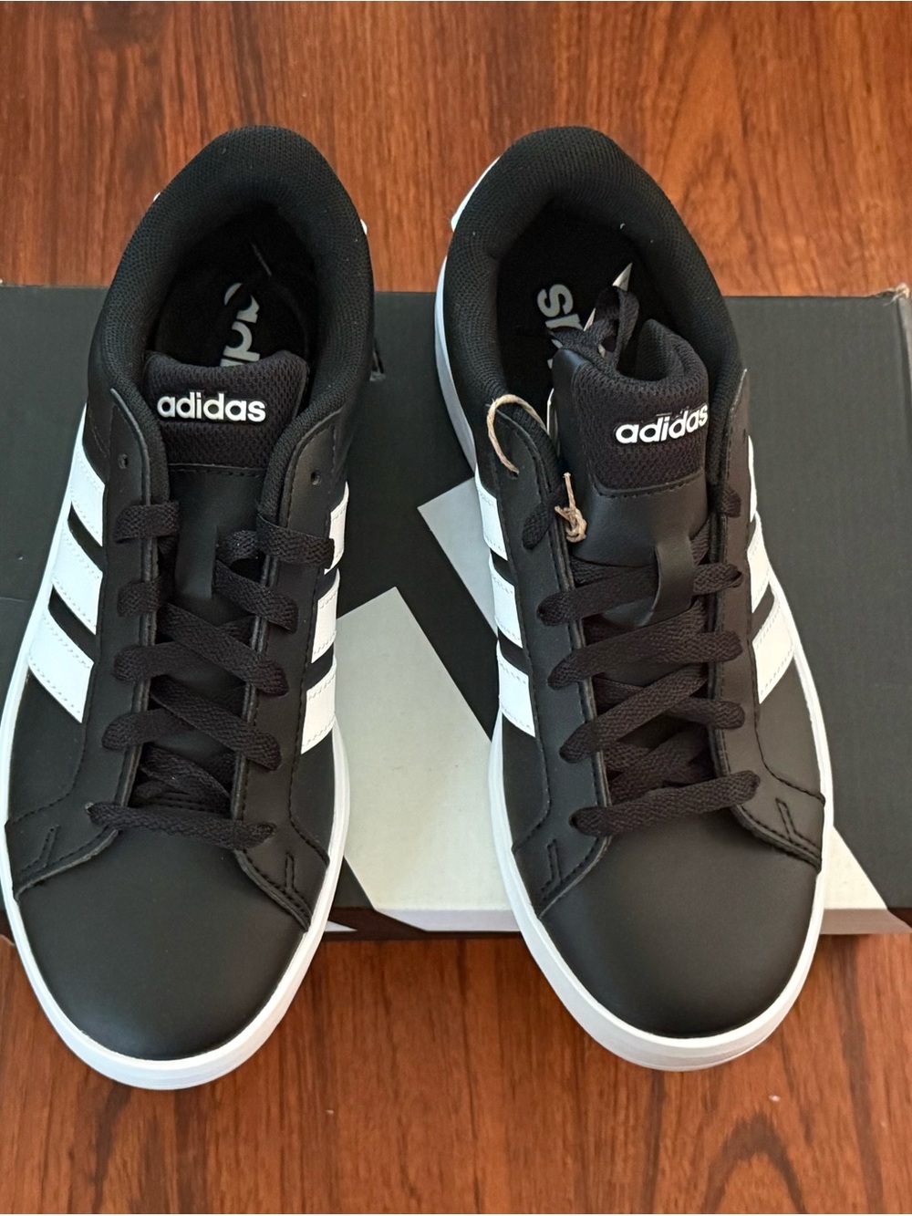 adidas Black & White Kids' Classic Court Sneakers